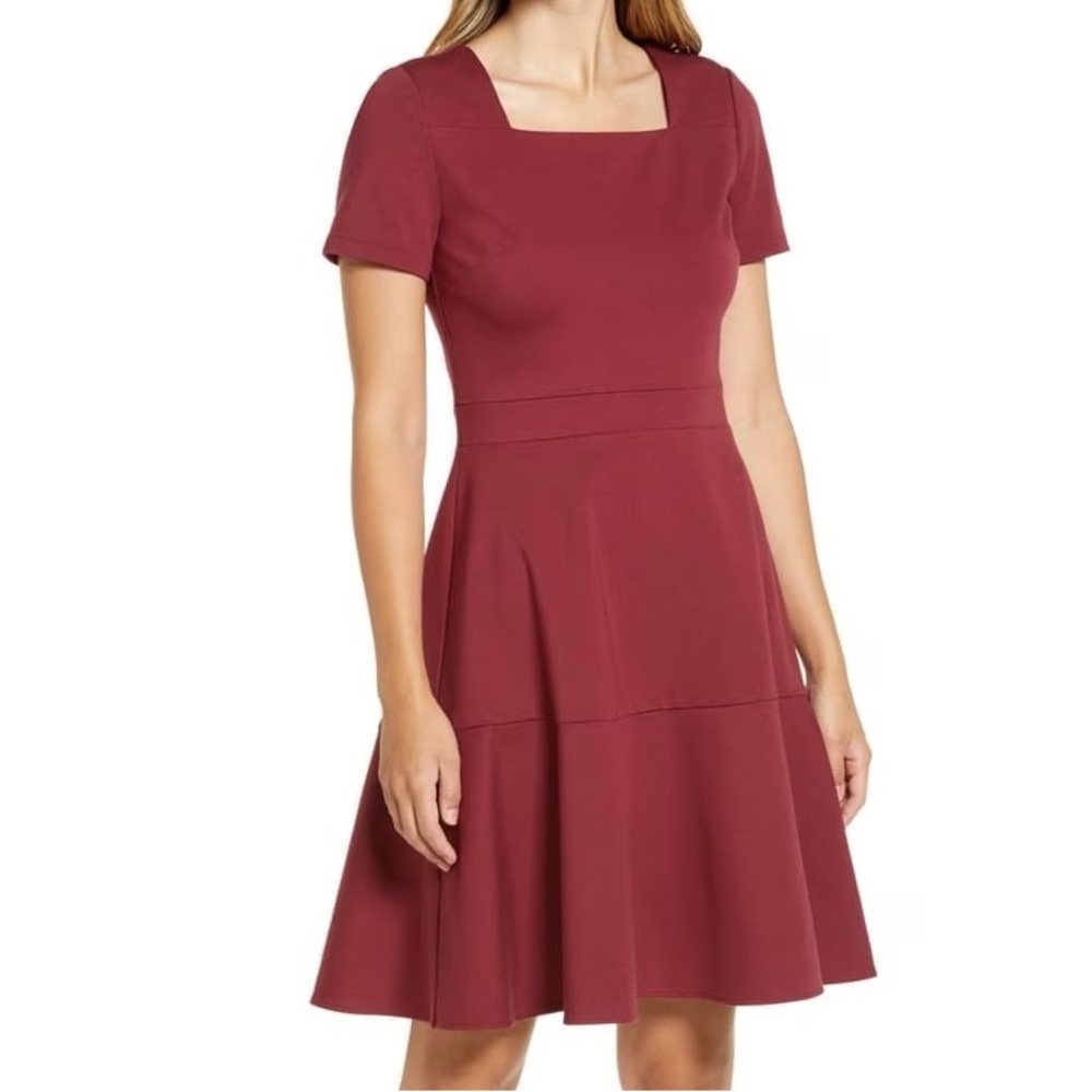 RACHEL PARCELL Square Neck‎ Fit & Flare Career Wear Dress Size L NWOT
